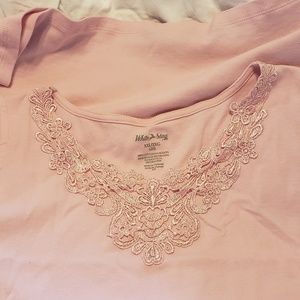 Women's 2XL pink tank top beautiful lace neck
